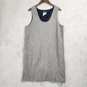 Vtg Harvé Benard Womens 100% Wool Sleeveless Houndstooth Shift Dress Size 12